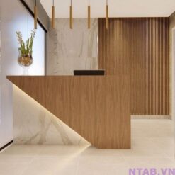 Quầy lễ tân 1m2 vân đá phối gỗ QLT018
