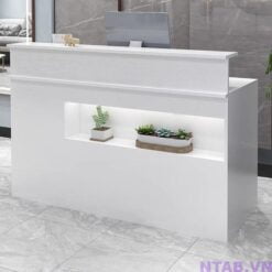 Quầy lễ tân full trắng 1m4 QLT037