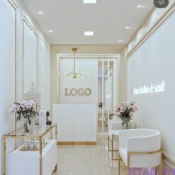 Quầy lễ tân spa 1m ốp lam trắng QS019