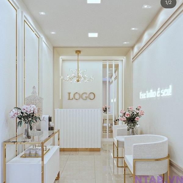 quay le tan spa 1m op lam trang QS019 Quầy lễ tân spa 1m ốp lam trắng QS019