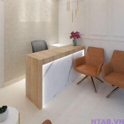 Quầy lễ tân spa vân đá phối gỗ QLT017