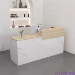 Quầy lễ tân vân đá phối gỗ 1m6 QLT030