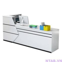 Quầy lễ tân văn phòng trắng phối đen QLT009