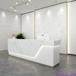 Quầy lễ tân văn phòng vân đá phối trắng 2m4 QLT033