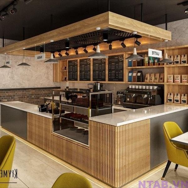 quay pha che chu L cho quan cafe QB008 Quầy pha chế chữ L dành cho quán cafe QB008