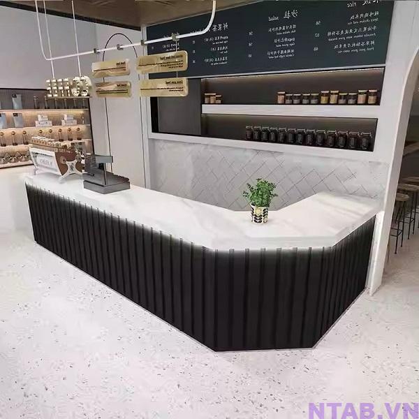 quay pha che chu L op lam den QB014 Quầy pha chế chữ L ốp lam đen QB014