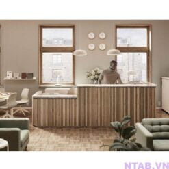 Quầy pha chế chữ U ốp lam gỗ QB019