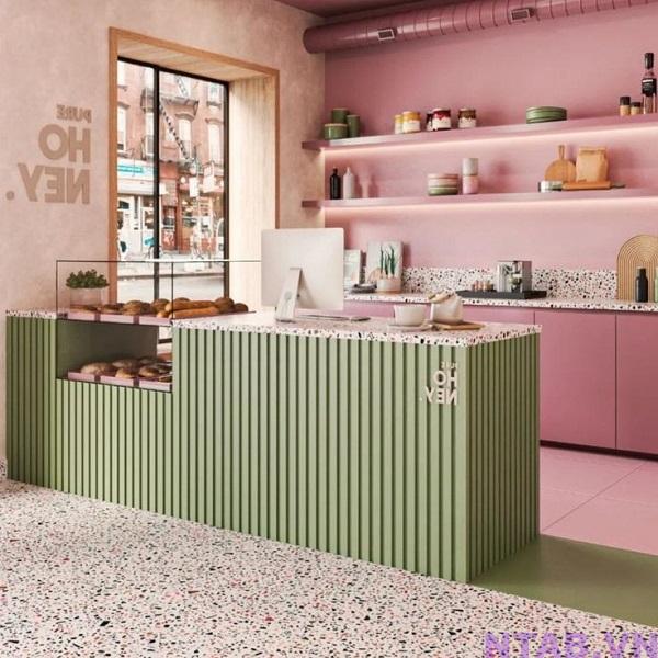 quay pha che mat da op lam 2m QB024 Quầy pha chế mặt đá ốp lam 2m QB024