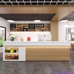 Quầy pha chế vân gỗ phối trắng 3m QB020