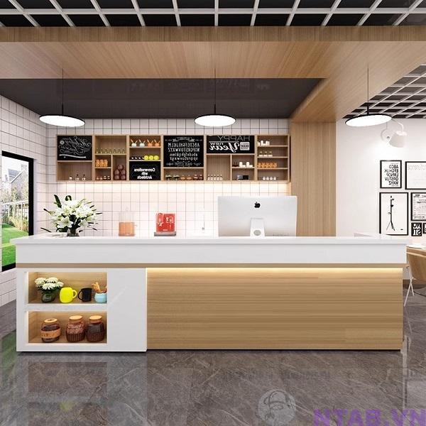 quay pha che van go phoi trang 3m QB020 Quầy pha chế vân gỗ phối trắng 3m QB020