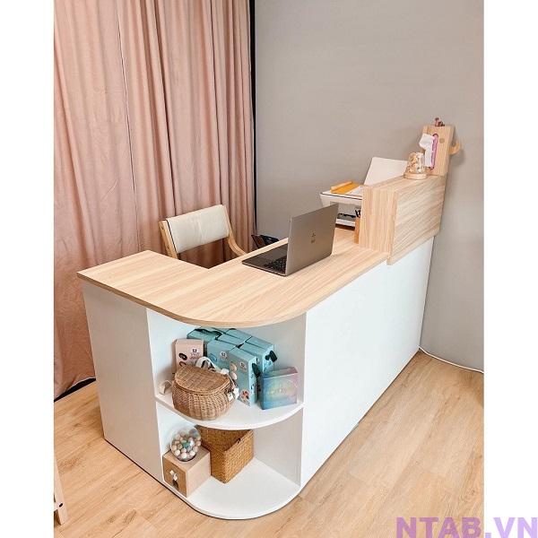 quay thu ngan chu L 1m6 QTN008 Quầy thu ngân chữ L 1m6 QTN008