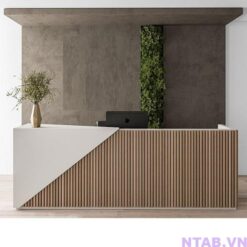 Quầy thu ngân ốp lam gỗ 2m QTN007