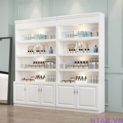 Tủ trưng bày full trắng sang trọng 2m4 x 2m TTB021