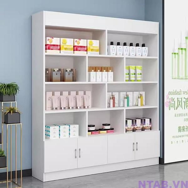 tu trung bay my pham full trang TTB035 Tủ trưng bày mỹ phẩm full trắng TTB035