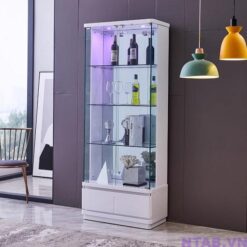 Tủ trưng bày rượu full trắng cao cấp 90cm x 2m TTB048