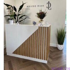 Quầy lễ tân 1m2 ốp lam gỗ QLT054