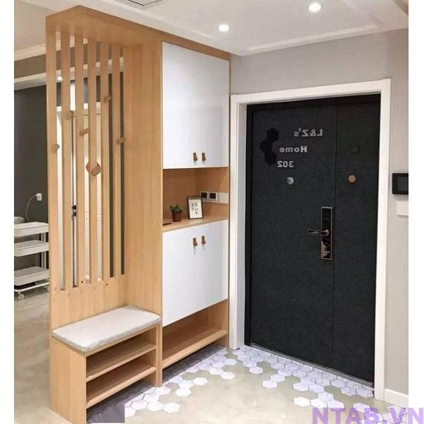 tu vach ngan phong khach van go trang TVN001 Tủ vách ngăn phòng khách vân gỗ trắng TVN001