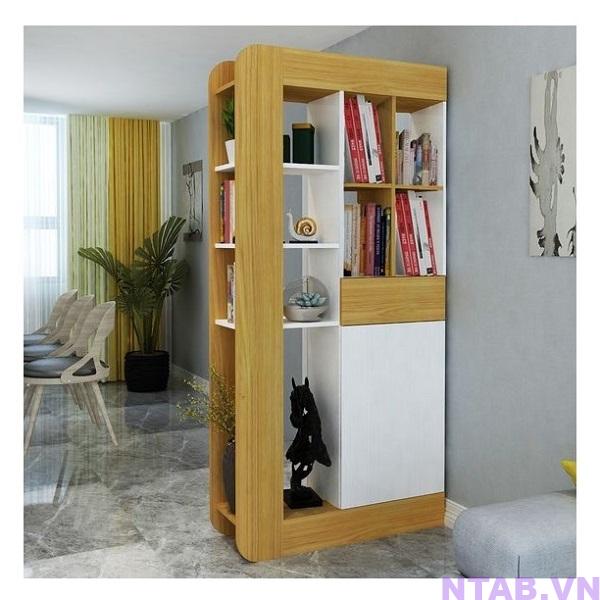 tu vach ngan phong khach van go trang TVN009 Tủ vách ngăn phòng khách vân gỗ trắng TVN009