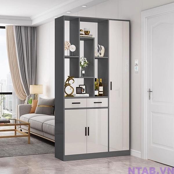 tu vach ngan phong khach xam trang TVN013 Tủ vách ngăn phòng khách xám trắng TVN013