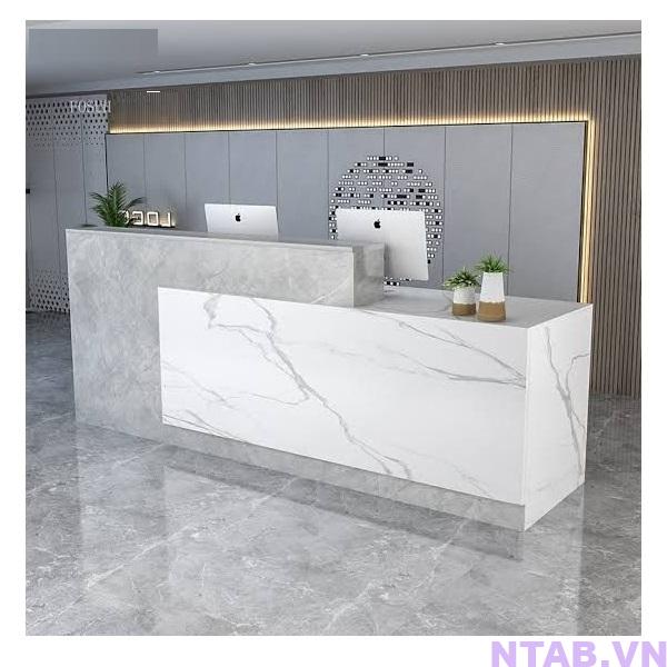 quay le tan 2m4 van da QLT077 Quầy lễ tân 2m4 vân đá QLT077