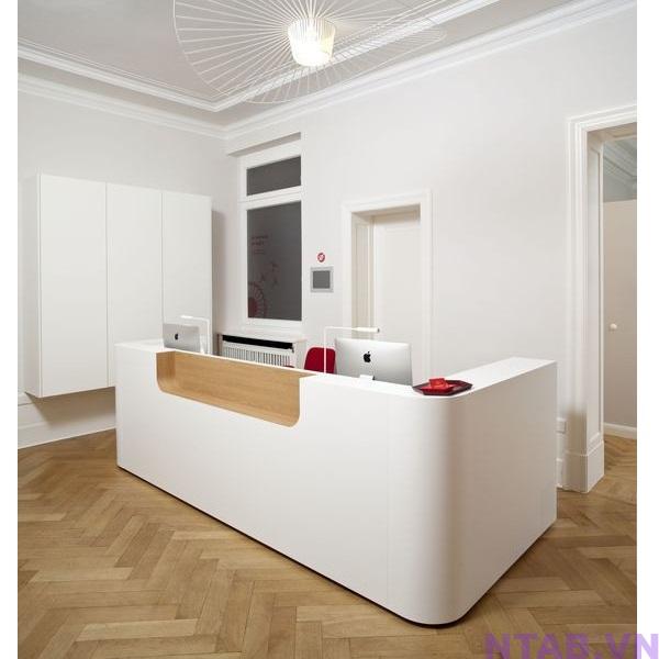 quay le tan chu L 2m4 x 1m2 QLT093 Quầy lễ tân chữ L 2m4 x 1m2 QLT093