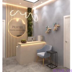 Quầy lễ tân ốp lam 1m2 QLT086