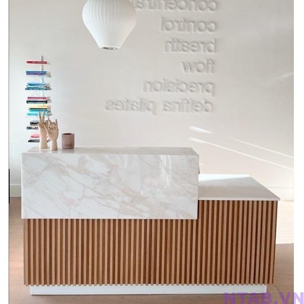 quay le tan van da op lam 1m6 QLT087 Quầy lễ tân vân đá ốp lam 1m6 QLT087